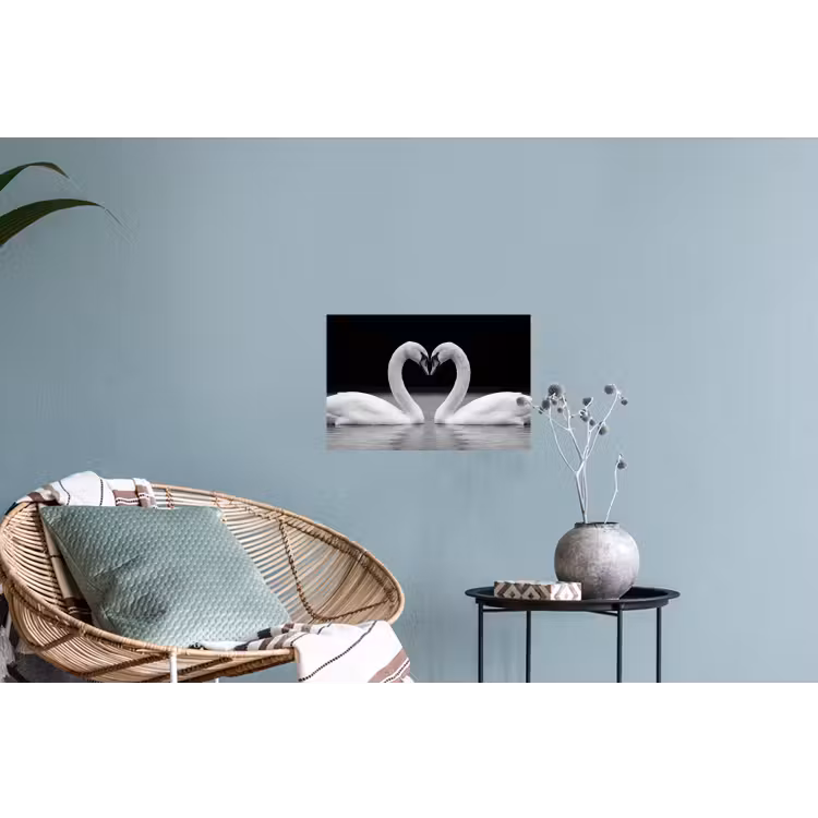 Zwanen - Hart - Zwart - Wit Muursticker klein -plant