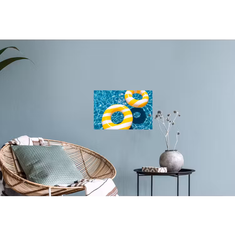 Zwembad - Zwembanden - Zomer - Geel - Blauw Muursticker klein -plant