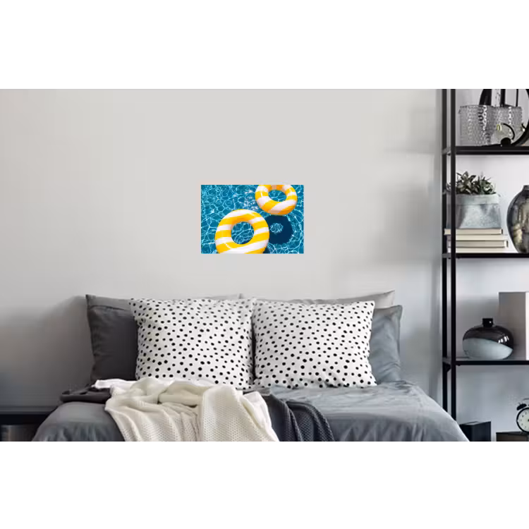 Zwembad - Zwembanden - Zomer - Geel - Blauw Muursticker klein -slaapkamer