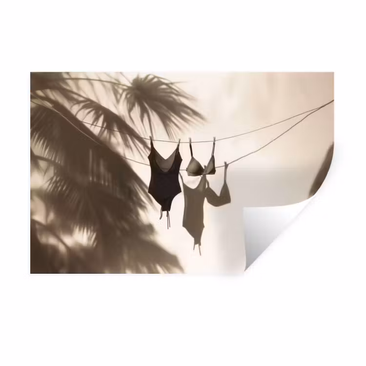 Badkleding - Palmbomen - Schaduw - Tropisch Muursticker klein -3d