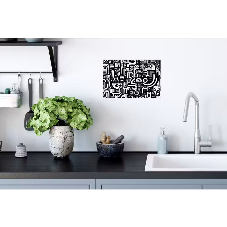 Symbolen - Abstract - Grafisch - Zwart Muursticker klein -keuken