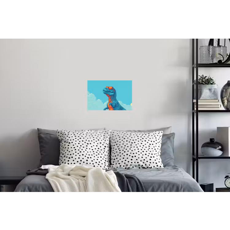 T-Rex - Blauw - Wolken - Zonnebril Muursticker klein -slaapkamer
