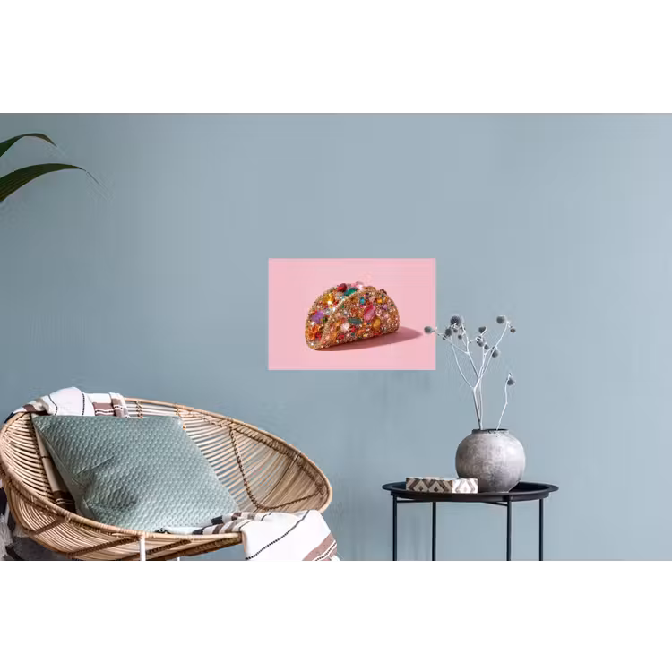 Taco - Kleurrijk - Edelstenen - Goud Muursticker klein -plant