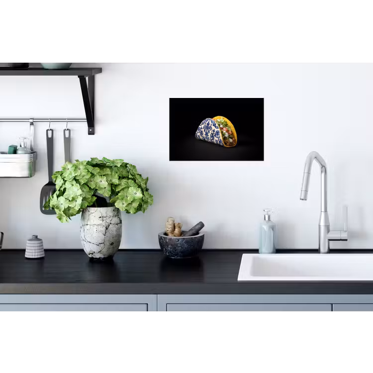 Taco - Vlees - Salade - Delftsblauw - Motief Muursticker klein -keuken