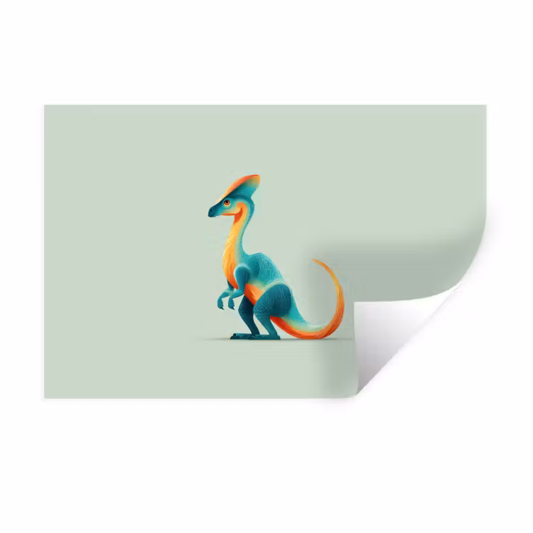 Staart - Dino - Minimalistisch - Blauw Muursticker klein -3d