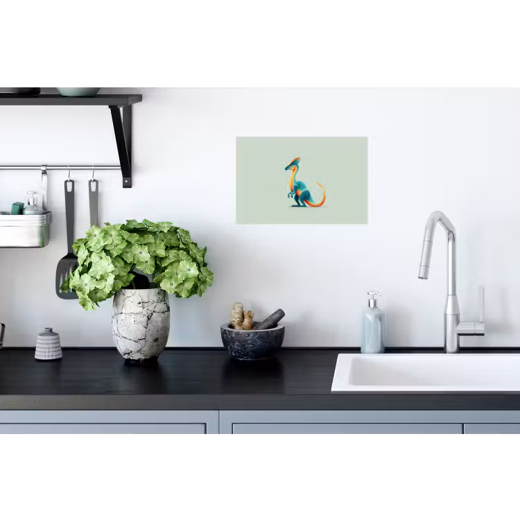 Staart - Dino - Minimalistisch - Blauw Muursticker klein -keuken