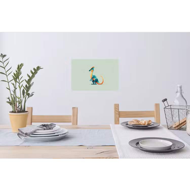 Staart - Dino - Minimalistisch - Blauw Muursticker klein -eettafel
