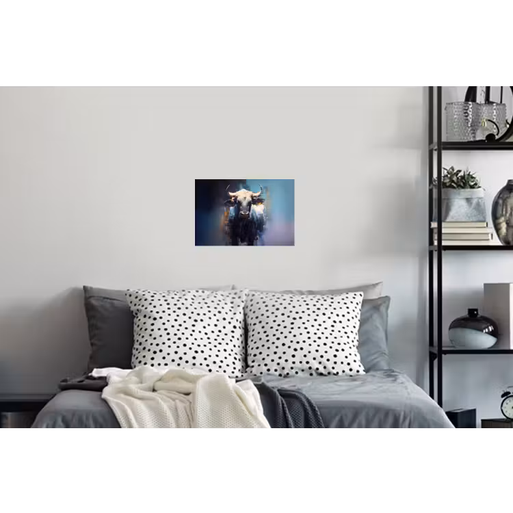 Stier - Zwart - Abstract - Horens Muursticker klein -slaapkamer