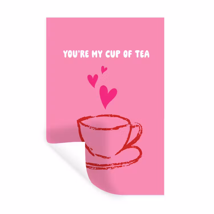 Thee - Roze - Valentijn - Tekst Muursticker klein -3d