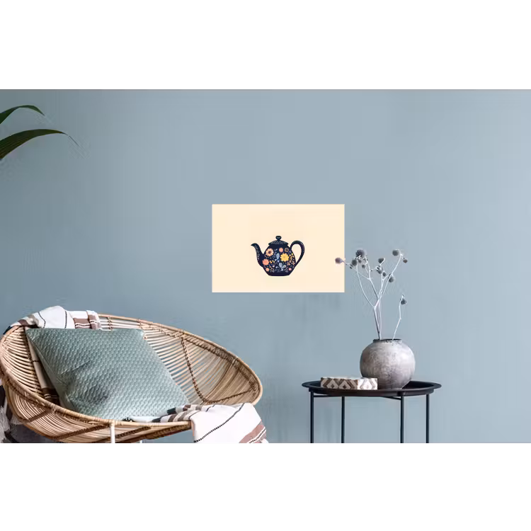 Theepot - Kleurrijk - Bloemen Muursticker klein -plant