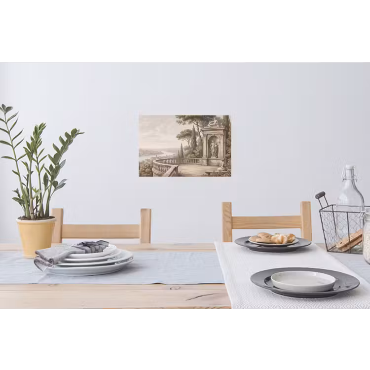 Terras - Stad - Uitzicht - Rivier Muursticker klein -eettafel