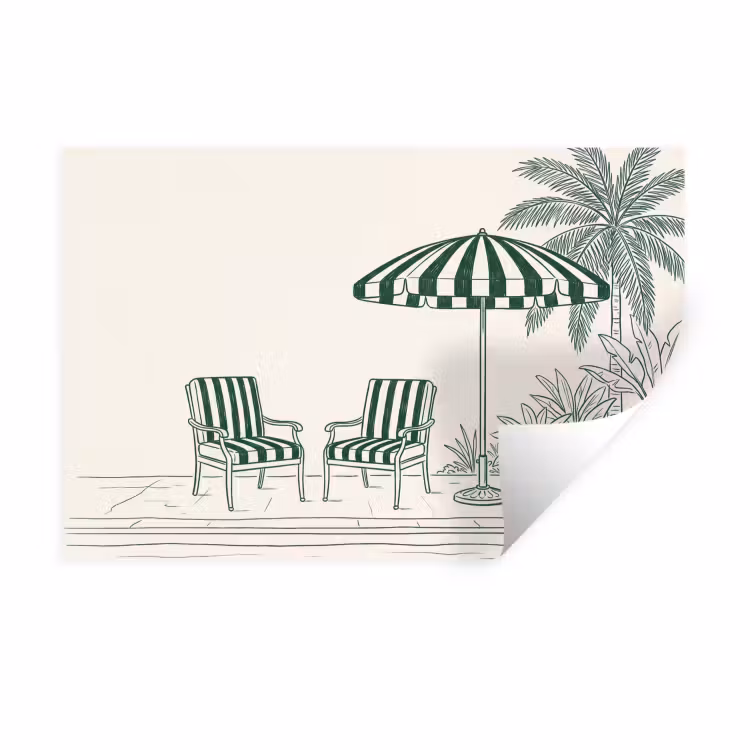 Terras - Illustratie - Groen Muursticker klein -3d