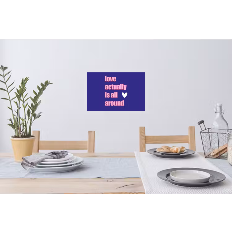 Tekst - Valentijn - Love - Blauw Muursticker klein -eettafel
