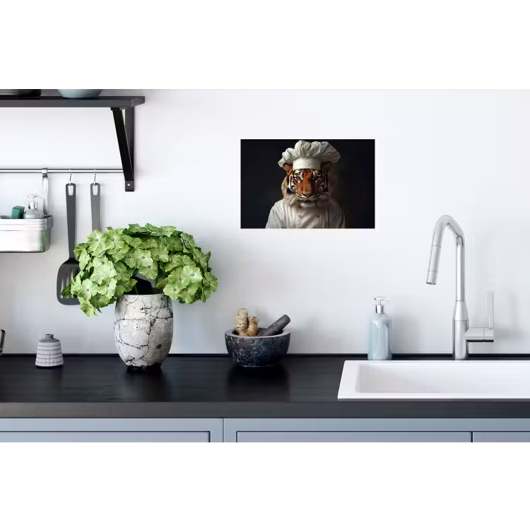 Tijger - Kokskleding - Bruin Muursticker klein -keuken