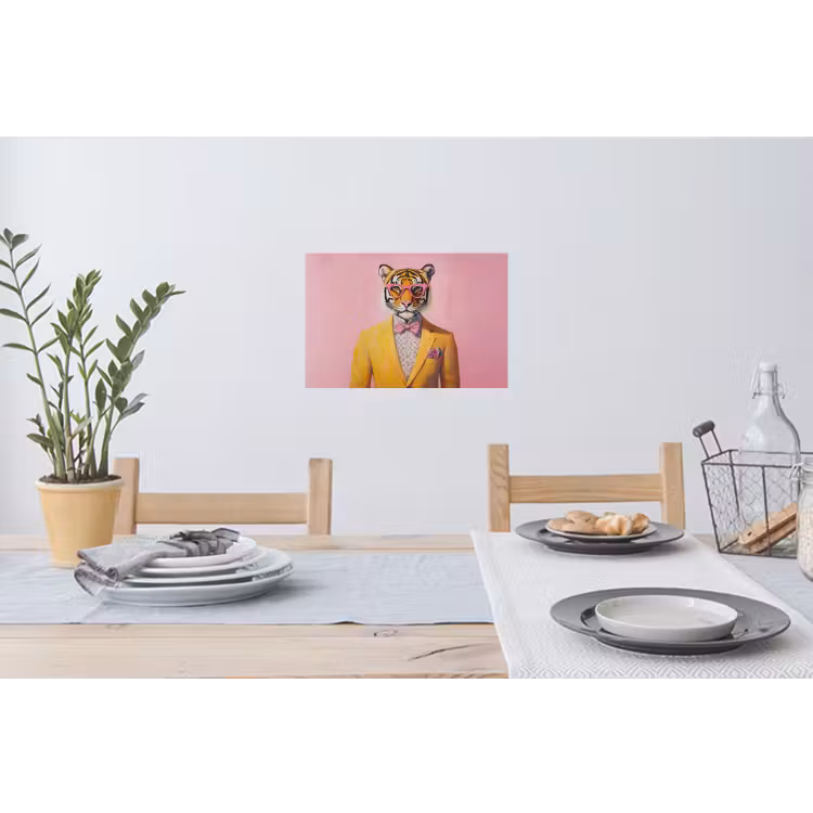 Tijger - Bril - Geel - Jasje Muursticker klein -eettafel