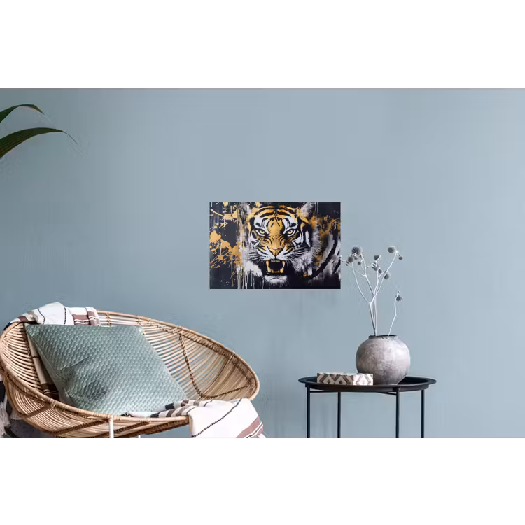 Tijger - Verfspatten - Goud Muursticker klein -plant