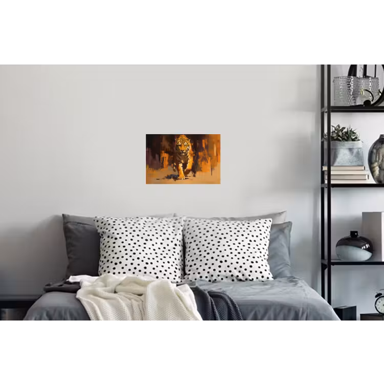 Tijger - Geschilderd - Oranje - Penseelstreken Muursticker klein -slaapkamer