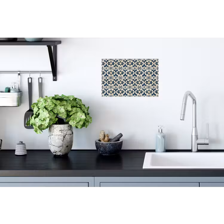Tegel - Patroon - Blauw - Beige Muursticker klein 286 -keuken