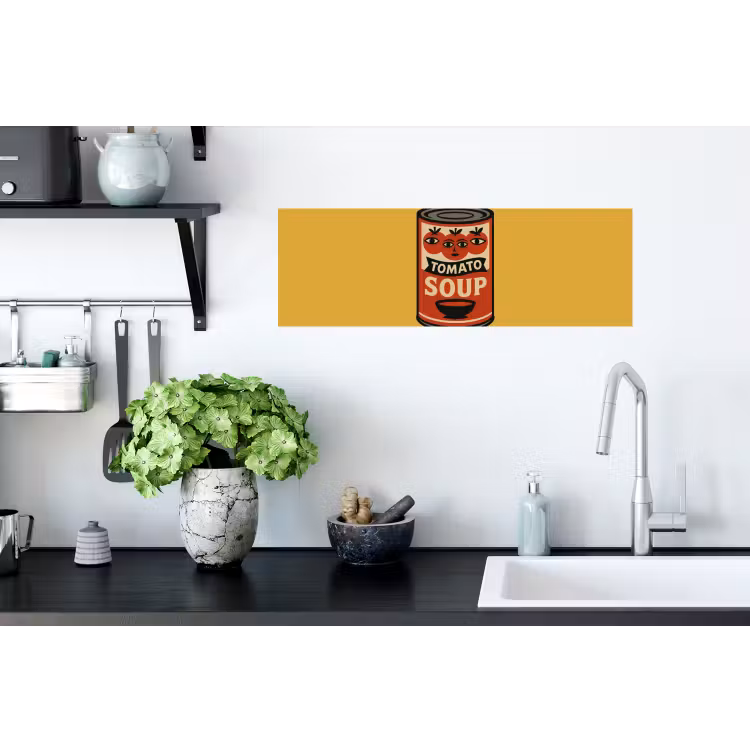 Tomatensoep - Gezichtje - Illustratie - Rood Muursticker klein -keuken