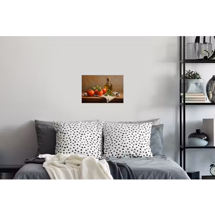 Tomaten - Olijfolie - Stilleven Muursticker klein -slaapkamer