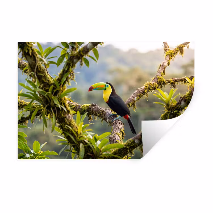 Toekan - Jungle - Natuur - Kleurrijk Muursticker klein -3d