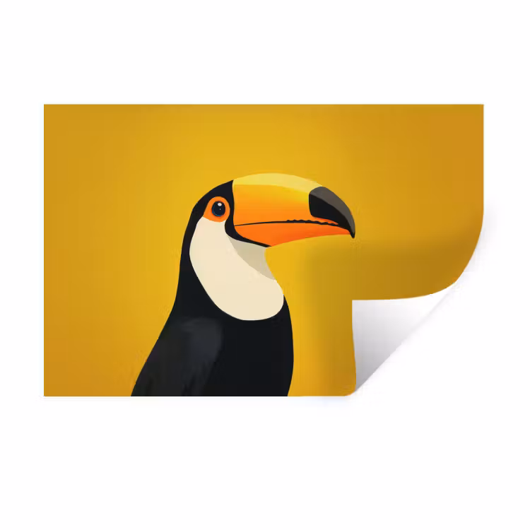 Toekan - Minimalistisch - Snavel - Oranje Muursticker klein -3d