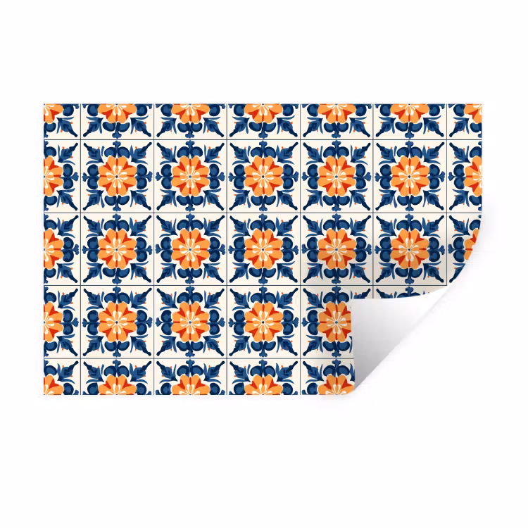 Traditioneel - Tegel - Oranje Muursticker klein 286 -3d