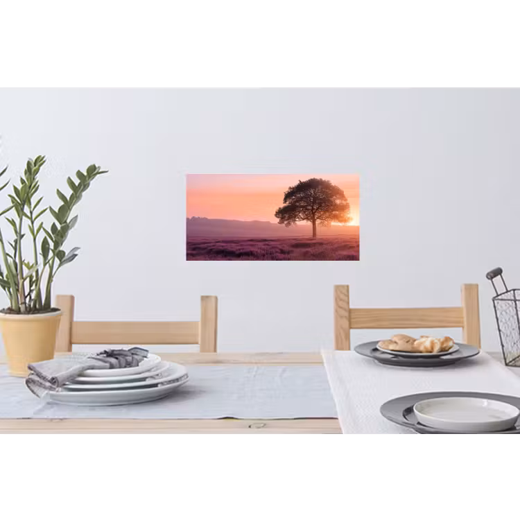 Boom - Heide - Zonsopgang Muursticker klein -eettafel