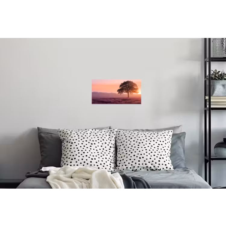 Boom - Heide - Zonsopgang Muursticker klein -slaapkamer