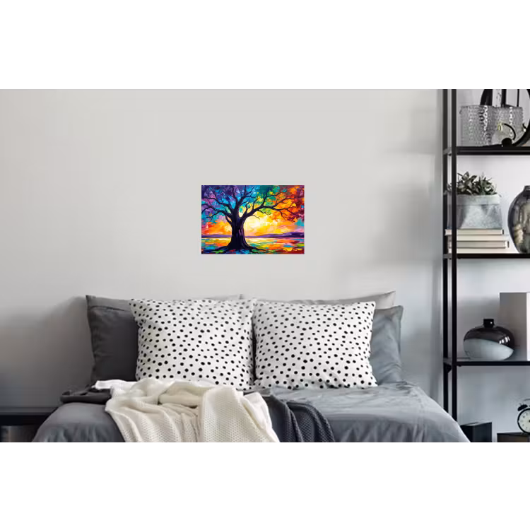 Boom - Landschap - Natuur - Abstract - Kleurrijk Muursticker klein -slaapkamer