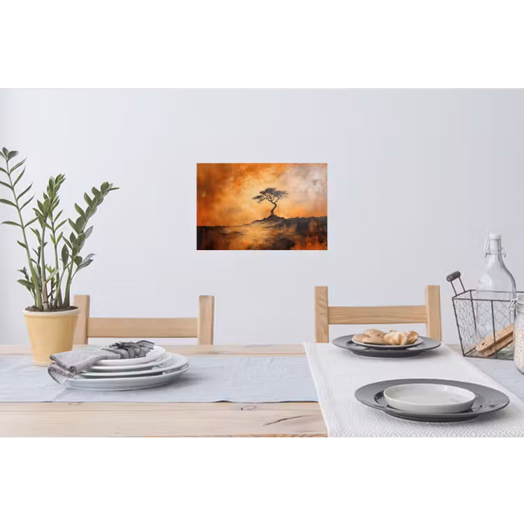 Boom - Landschap - Oranje Muursticker klein -eettafel