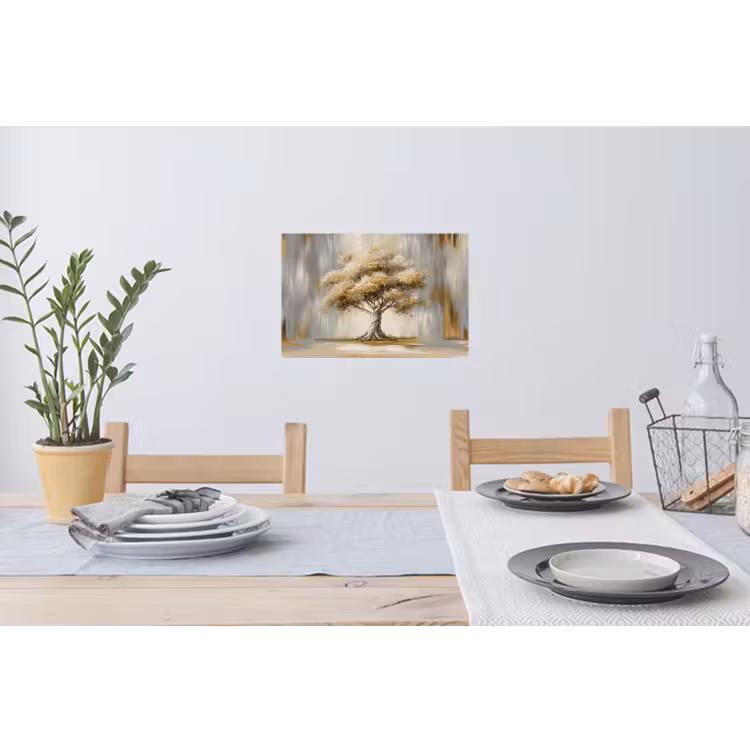 Boom - Bladeren - Abstract - Wit Muursticker klein -eettafel