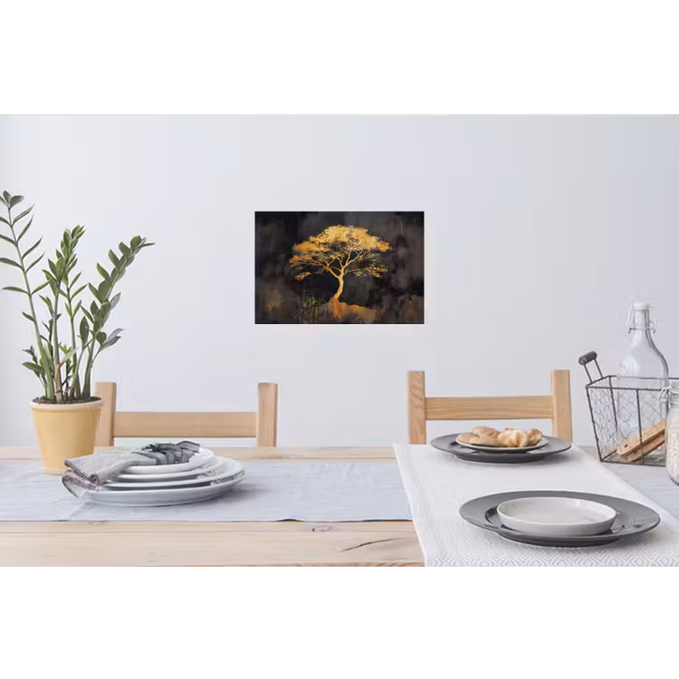 Boom - Schilderij - Goud - Abstract Muursticker klein -eettafel