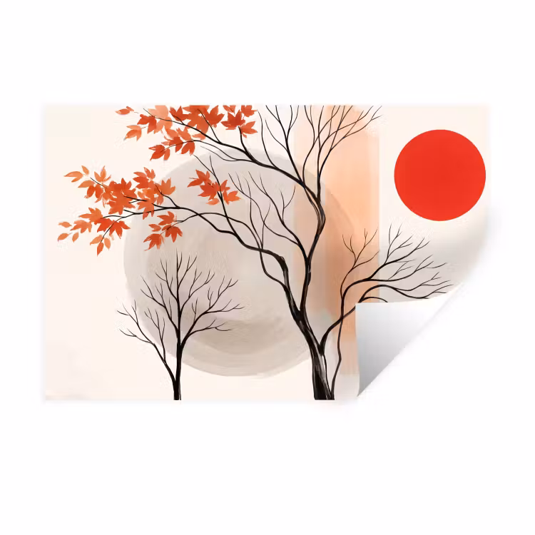 Wall Sticker - Tree - Red - Abstract - Boom - Rood - Abstract Muursticker klein