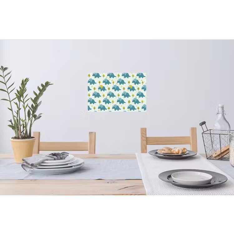 Triceratop - Blauw - Stippen - Boompjes Muursticker klein -eettafel