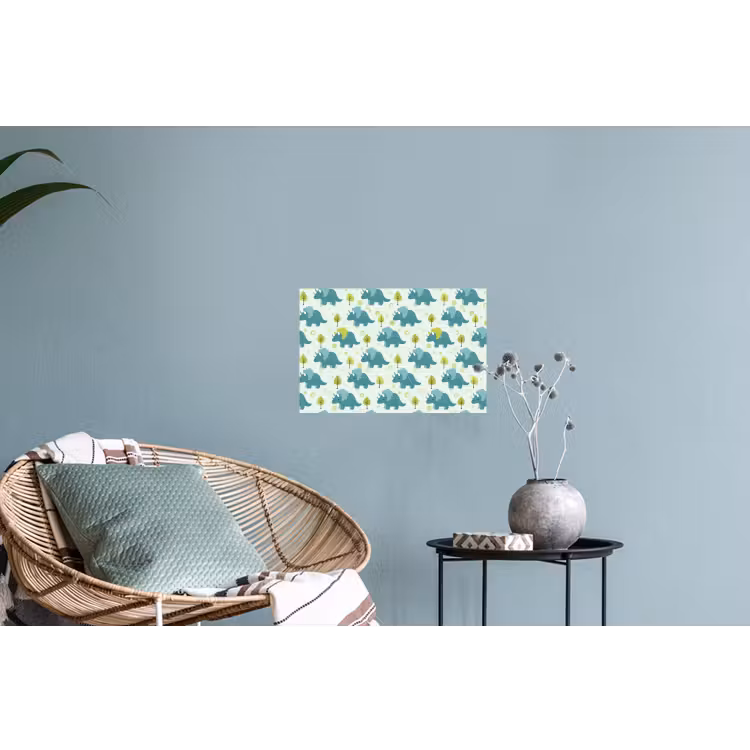Triceratop - Blauw - Stippen - Boompjes Muursticker klein -plant