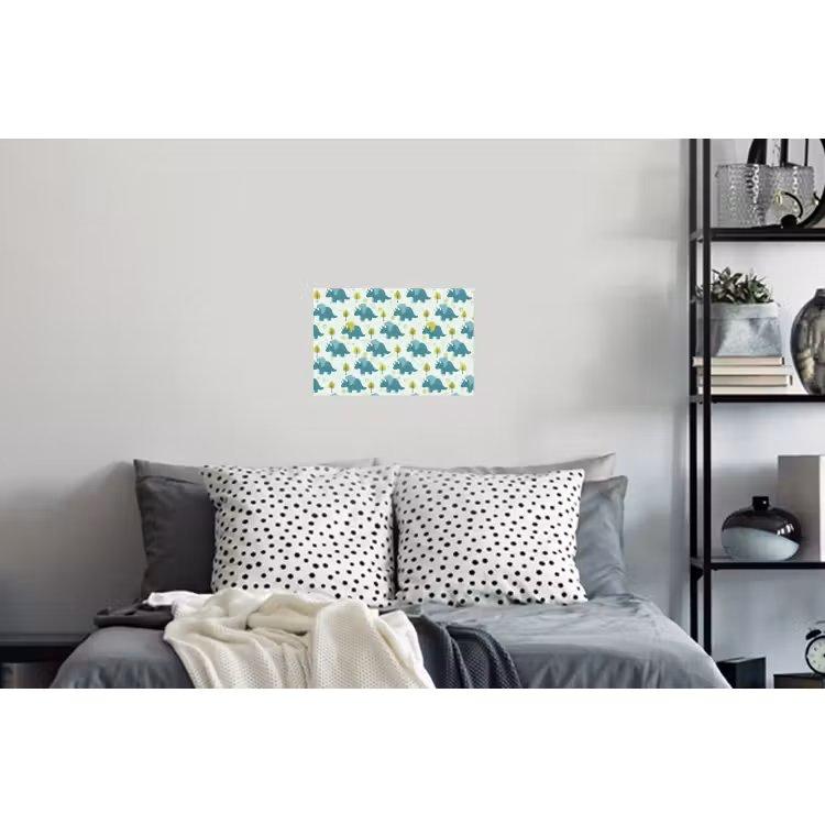 Triceratop - Blauw - Stippen - Boompjes Muursticker klein -slaapkamer