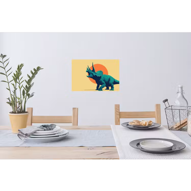 Triceratops - Cirkel - Oranje - Hoorns Muursticker klein -eettafel