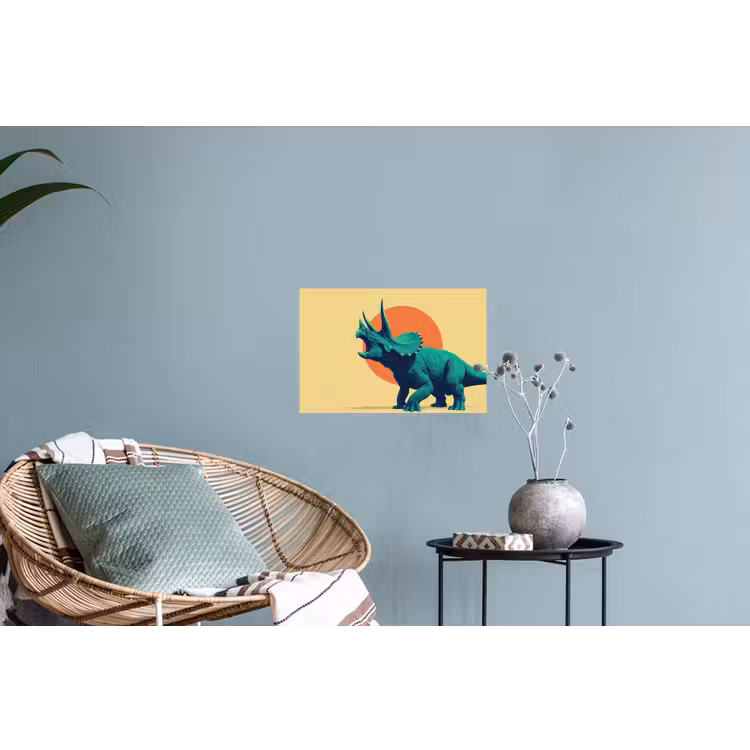 Triceratops - Cirkel - Oranje - Hoorns Muursticker klein -plant