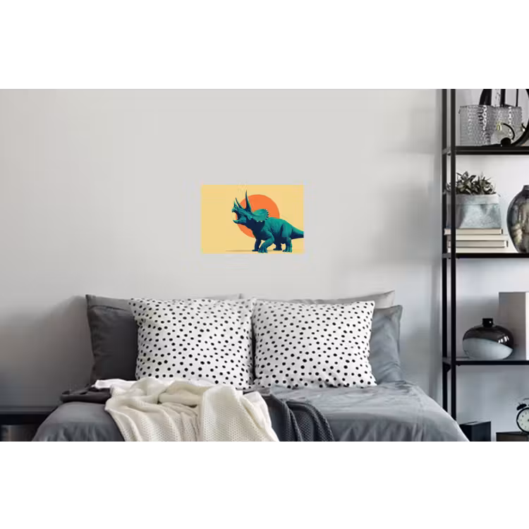 Triceratops - Cirkel - Oranje - Hoorns Muursticker klein -slaapkamer