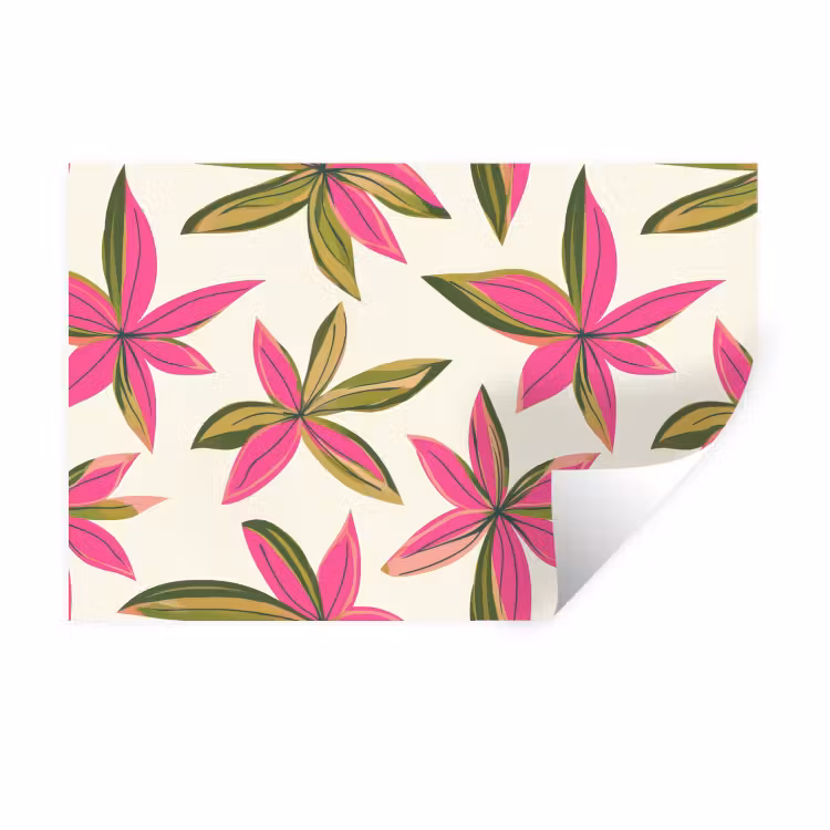 Tropisch - Bloem - Roze Muursticker klein 286 -3d