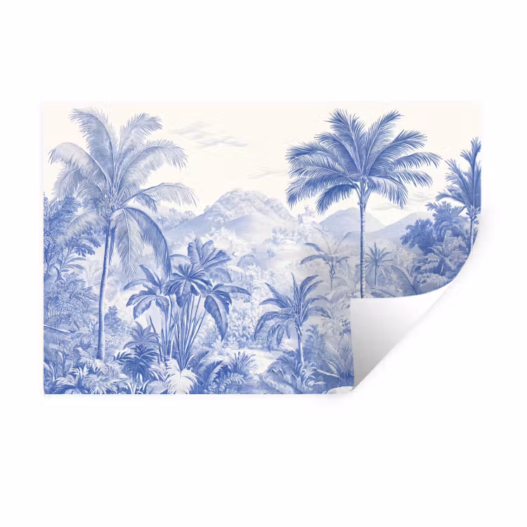 Tropisch - Jungle - Blauw Muursticker klein -3d