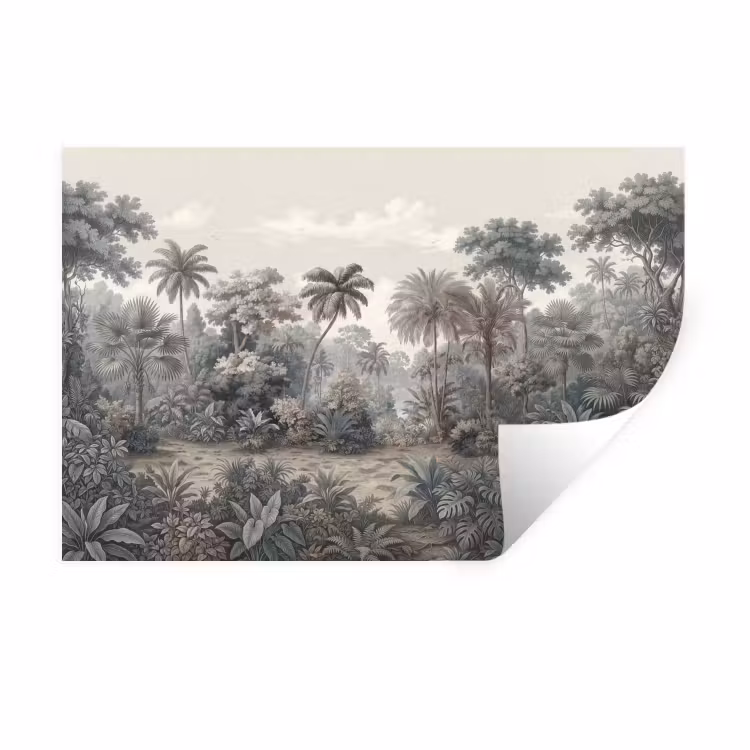 Tropisch - Landschap - Illustratie Muursticker klein -3d