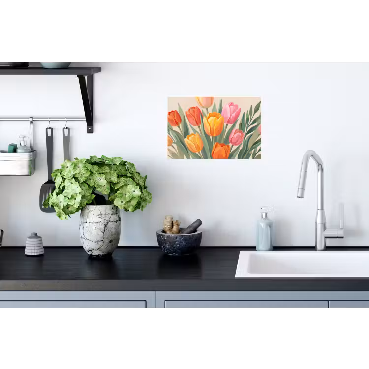 Tulpen - Abstract - Kleurrijk Muursticker klein -keuken