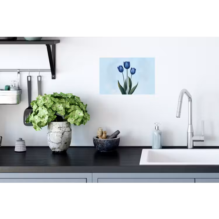 Tulpen - Blauw - Bladeren Muursticker klein -keuken