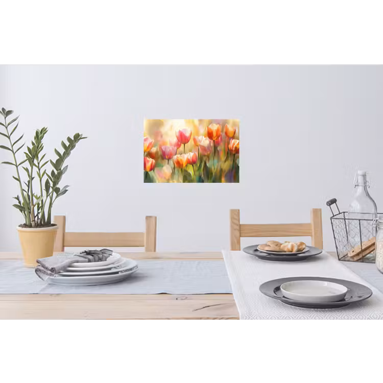 Tulpen - Sprookjesachtig - Kleurrijk Muursticker klein -eettafel