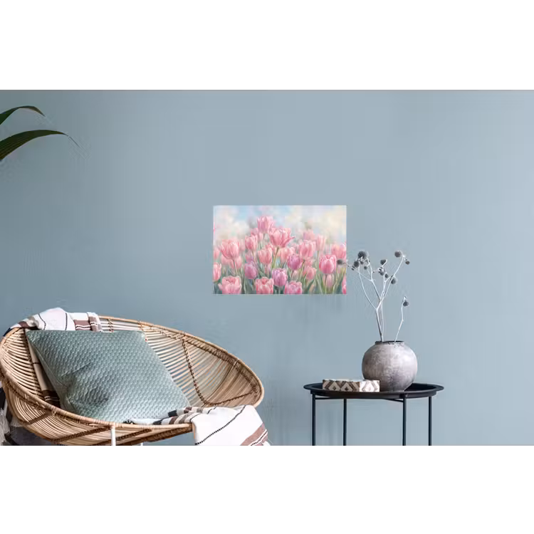 Tulpen - Veld - Lente - Roze Muursticker klein -plant