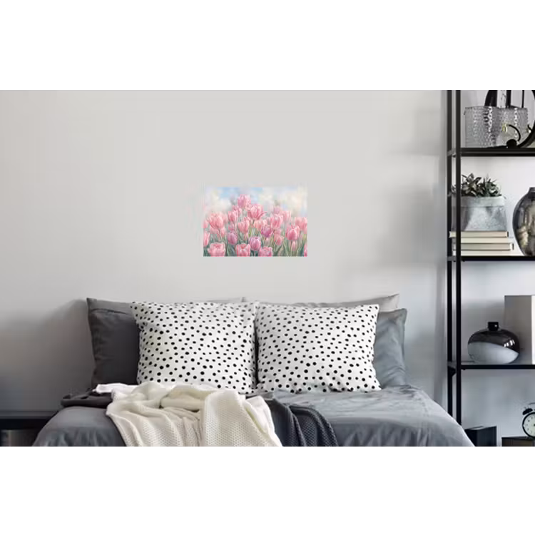 Tulpen - Veld - Lente - Roze Muursticker klein -slaapkamer