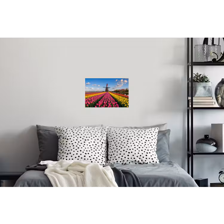 Tulpen - Holland - Molen - Kleurrijk Muursticker klein -slaapkamer