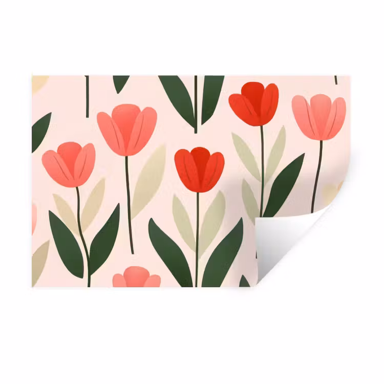Tulpen - Modern - Roze Muursticker klein -3d